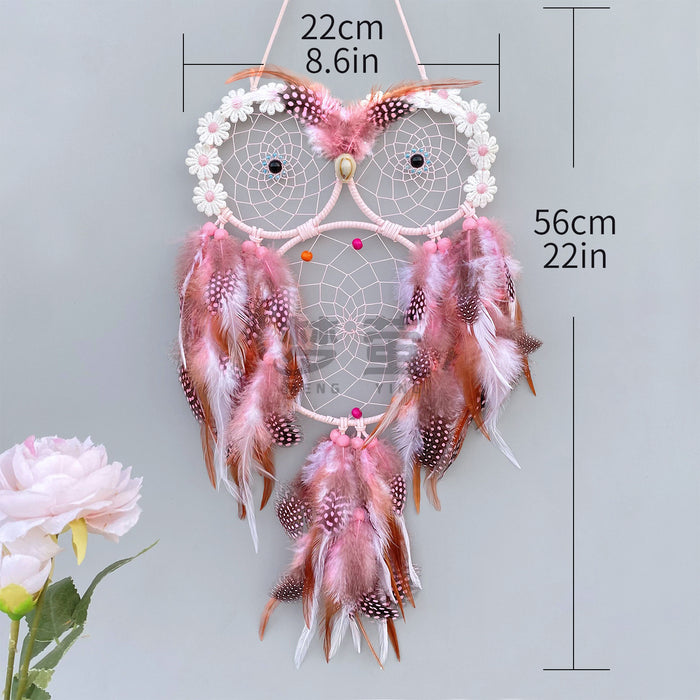 Wholesale Iron Hoop Dreamcatcher with Feathers Owl Design Home Decor Pendant MOQ≥2