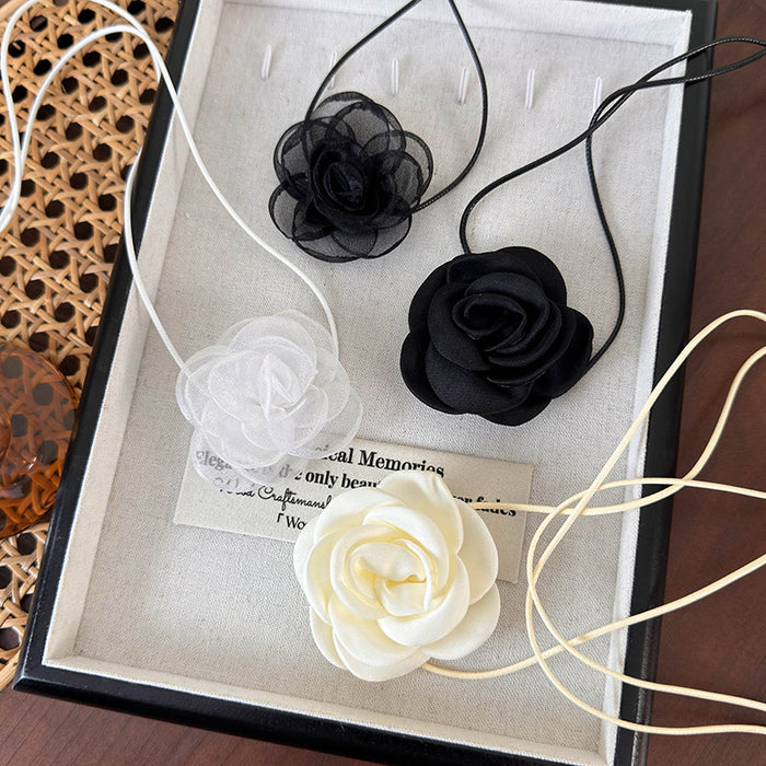 Wholesale Rose necklace for girls, neck flower, black flower collar, neck strap, camellia neck necklace