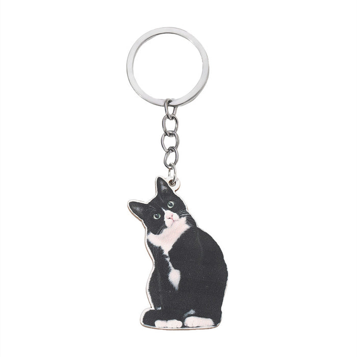 Wholesale Cute Cartoon Kitten Wooden Keychain JDC-KC-RongRui009