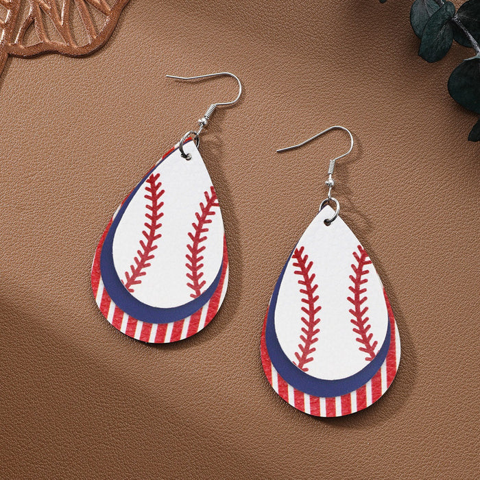 Wholesale Leather earrings with printed pentagram PU leather earrings and water droplet multi-layer earrings wholesale