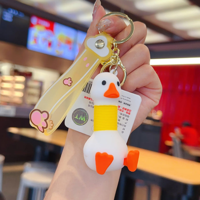 Wholesale Retractable animal pendant PVC doll keychain