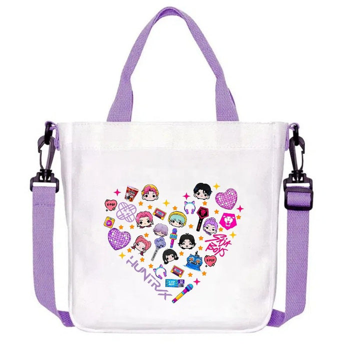 Wholesale Kpop Cartoon Print New Purple Canvas Handbag,  Shoulder Bag,