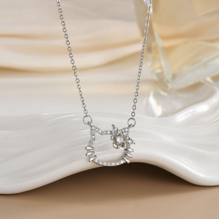 Wholesale Cat pendant micro-painted zircon copper gold-plated clavicle necklace