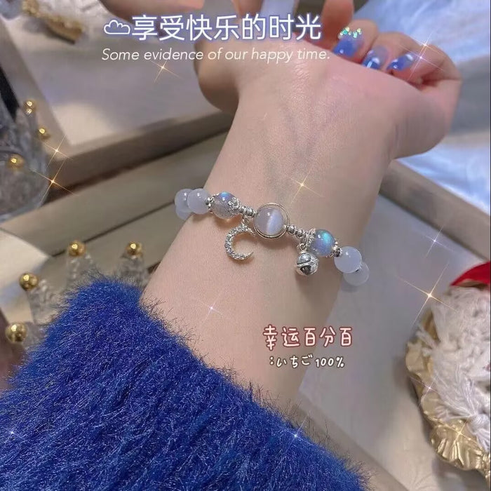 Wholesale Moonstone cat' s eye bracelet with bell pendant
