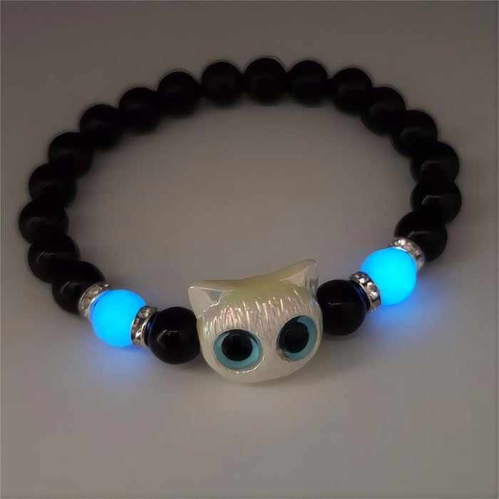 Wholesale Luminous cute kitten bracelet shell black and white bracelet couple bracelet gift