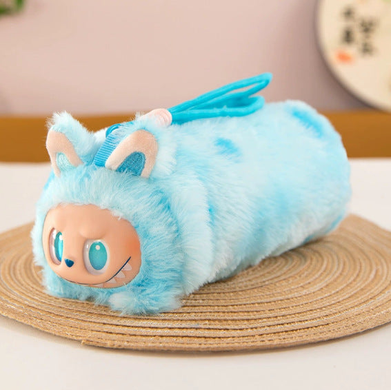 Wholesale Short Plush Cat Head Pencil Case Cartoon Design MOQ≥2