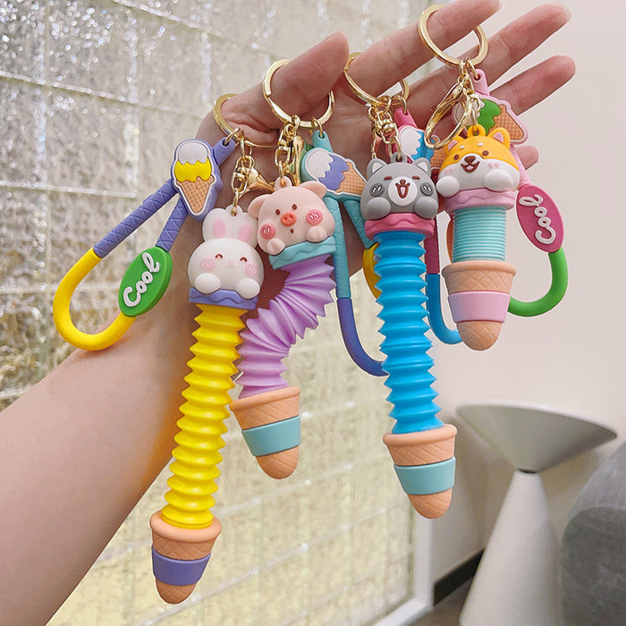 Wholesale Ice Cream Animal Plastic Keychain JDC-KC-ShuoT017