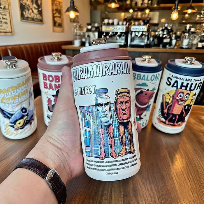 Wholesale Stainless steel thermos cup cartoon suction tube cup portable large capacity ice coffee cup