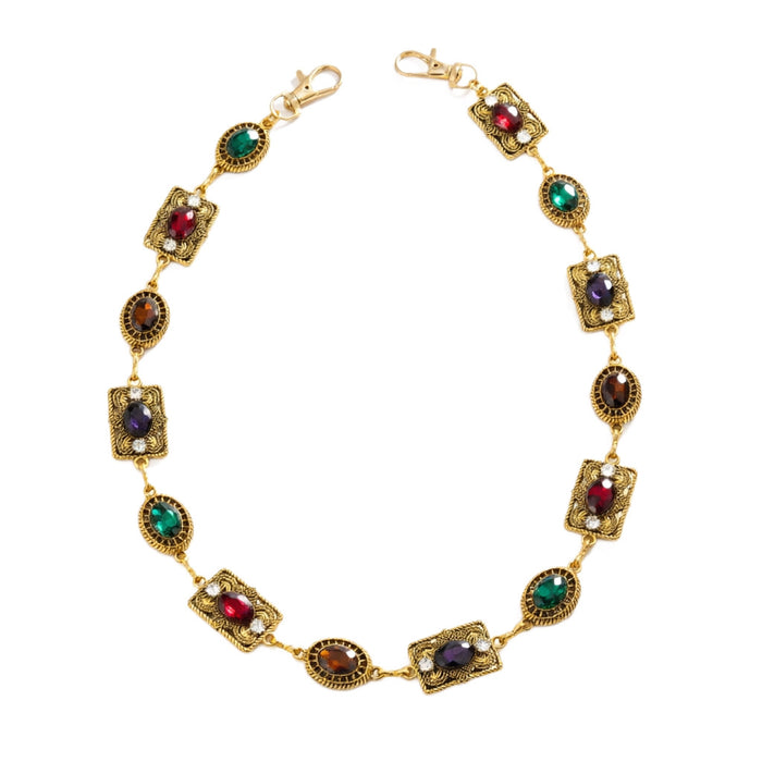 Wholesale Vintage Retro Hip Hop Gold Tone Multi Gemstone Waist Chain For Men Stylish Pants Chain Jewelry Accessory
