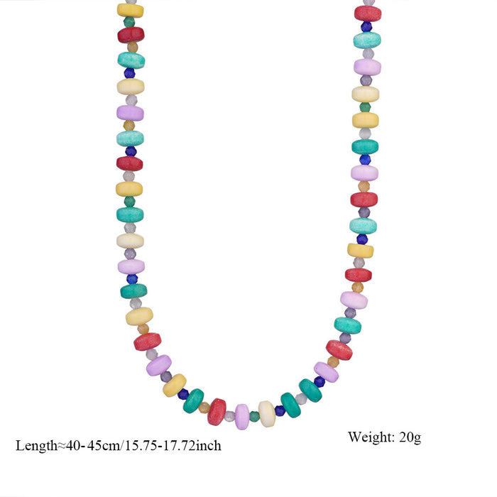 Wholesale Colorful natural stone necklace, niche design, women's handmade woven necklace