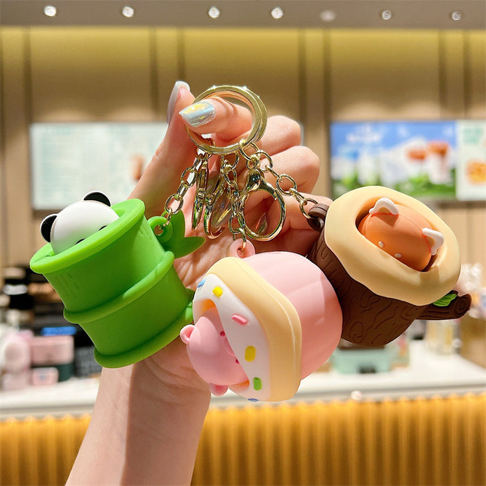 Wholesale  Cartoon cute  Keychain Decompression  Car Key Pendant Schoolbag Panda Pendant  Key Chain