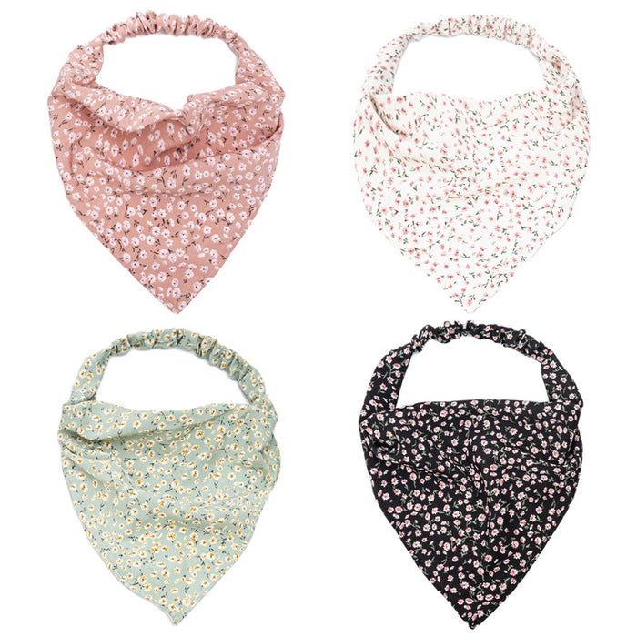 Wholesale band headscarf women's thin floral cloth triangle scarf hair accessories batch