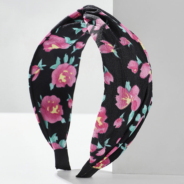 Wholesale Large Flower Cross Wide Edge Fabric Headband JDC-HD-Wupei006