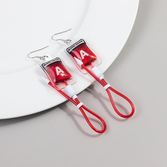 Wholesale Halloween Funny Blood Bag Plastic Earrings JDC-ES-ChouD014