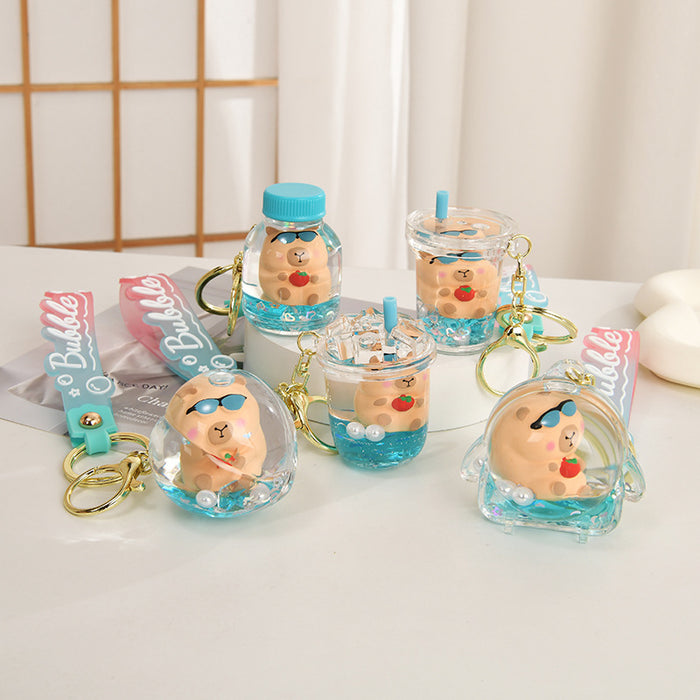 Wholesale Creative Sand Flow Bottle Oil Keychain