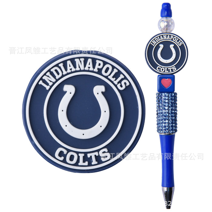 Wholesale 50pcs Rugby team series beads ballpoint pen beaded accessories fun stationery cartoon accessories detachable