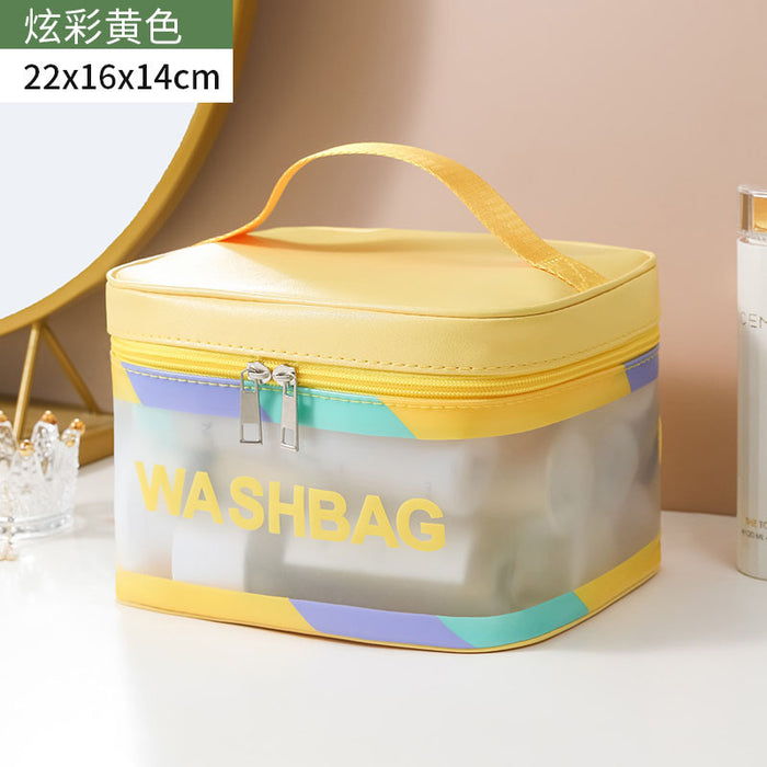 Wholesale Stylish Waterproof PVC Travel Toiletry Bag Large Capacity Handheld Cosmetic Pouch Colorful Curved Design For Travel Gift Everyday Use