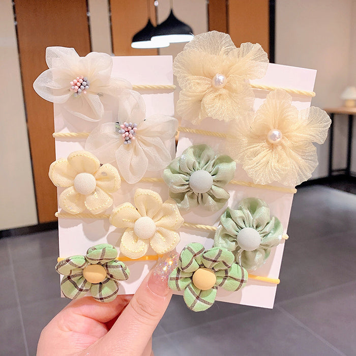 Wholesale Mesh lace children' s hair ring head rope rubber band set flower cartoon cute treasure hair accessories do not hurt hair