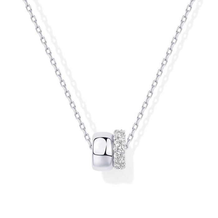Wholesale Brass genuine gold electroplated zircon set fashionable double circle pendant versatile women's necklace