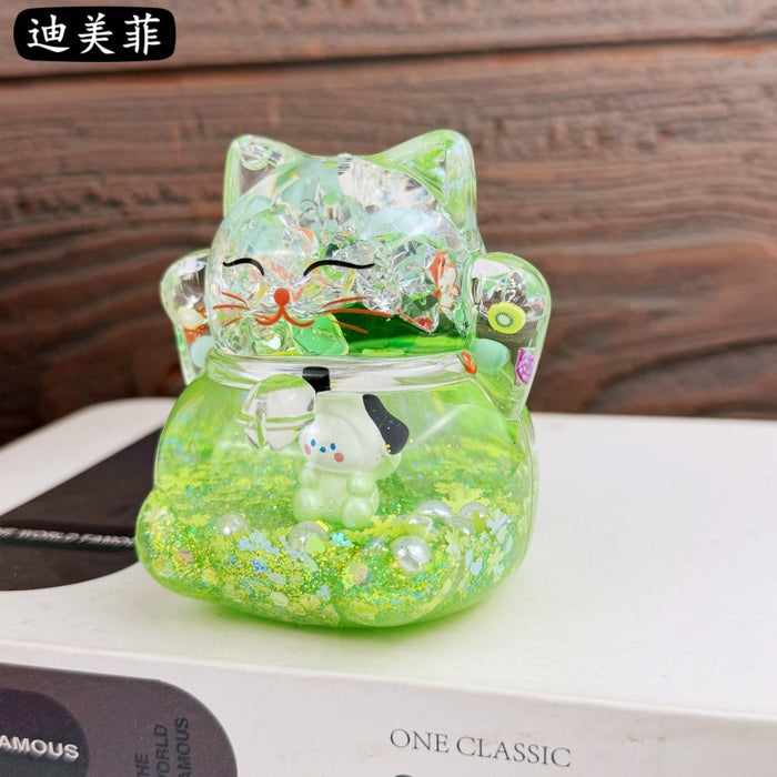Wholesale Oil Drops Liquid Sand Bottle Acrylic Oil Ornaments Dripping Lucky Cat Oil Leakage Small Gift