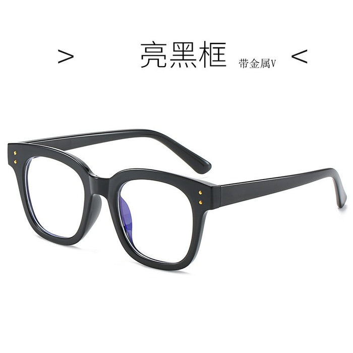 Wholesale Glasses with thin legs, V black frame, anti blue light, flat light, plain colored frame
