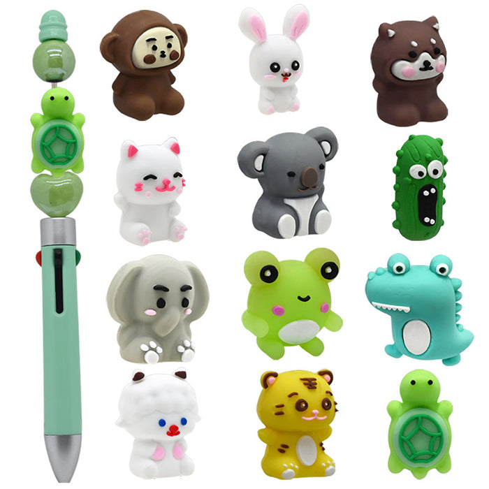 Wholesale  Animal Soft Glue Beads DIY Beaded Pen Cute Focus Bead Bracelet Fashion Jewelry Glue Beads