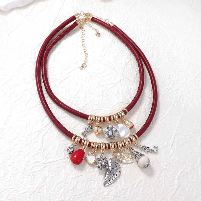 Wholesale 2-piece Alloy Imitation Pearl Fish Geometric Pendant Necklace Versatile