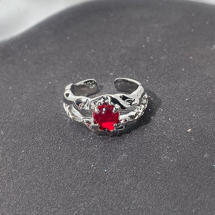 Wholesale Red high-end ring, layered, niche design, personalized ring