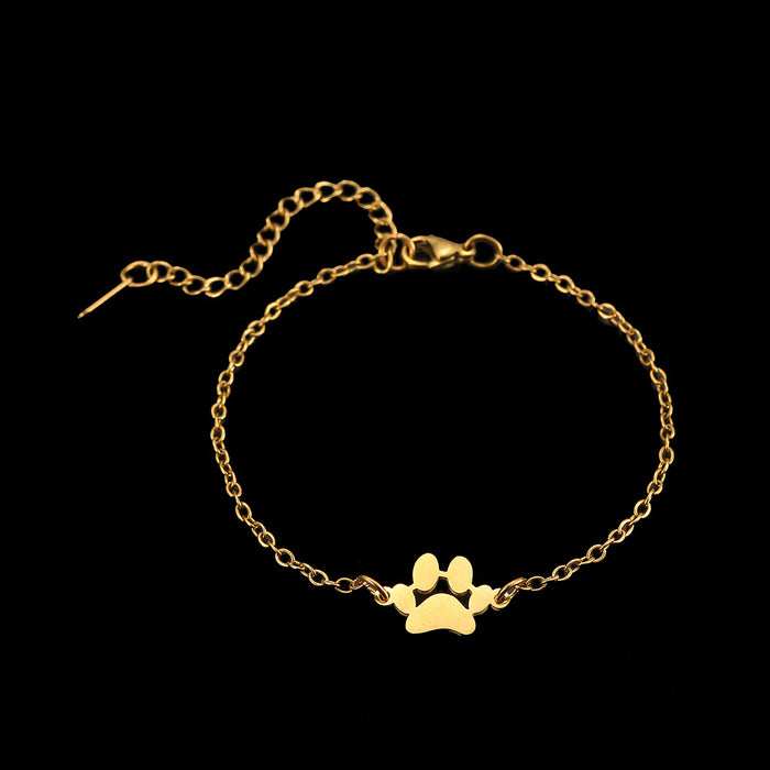 Wholesale 2pcs Stainless Steel Pet Paw Print Bracelet