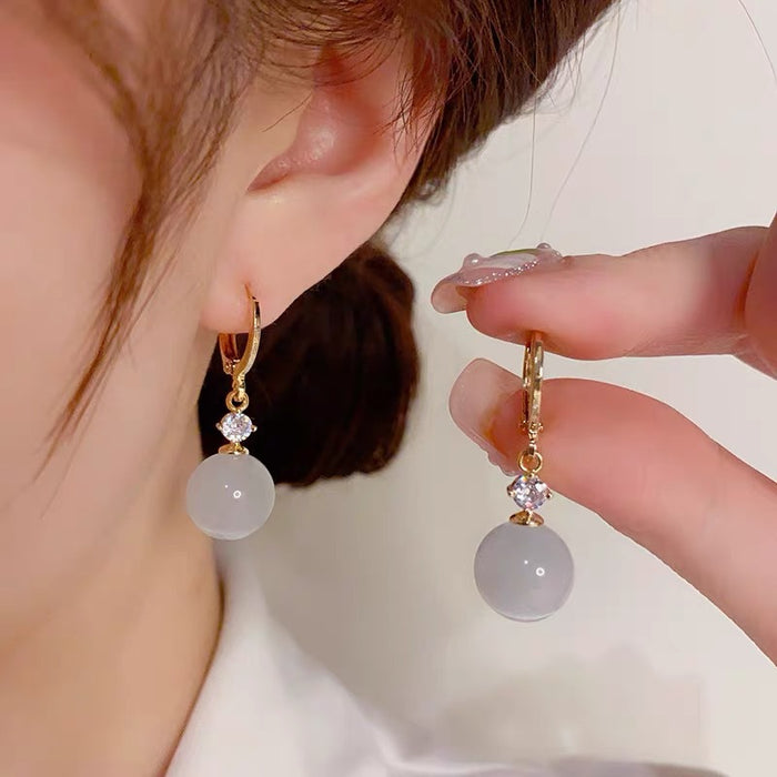 Wholesale Flash Diamond Cat's Eye Earrings Earrings Ball Earrings Trendy All-match Earrings