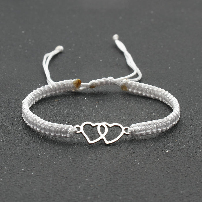 Wholesale New Stainless Steel Double Love Bracelet Couple Hand Rope Hand Woven Adjustable Red Rope Bracelet Friendship Handpiece JDC-BT-SX008