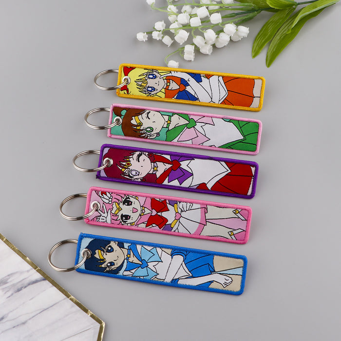 Wholesale Cartoon Label Keychain Lanyard Campus Access Woven Fabric Handmade