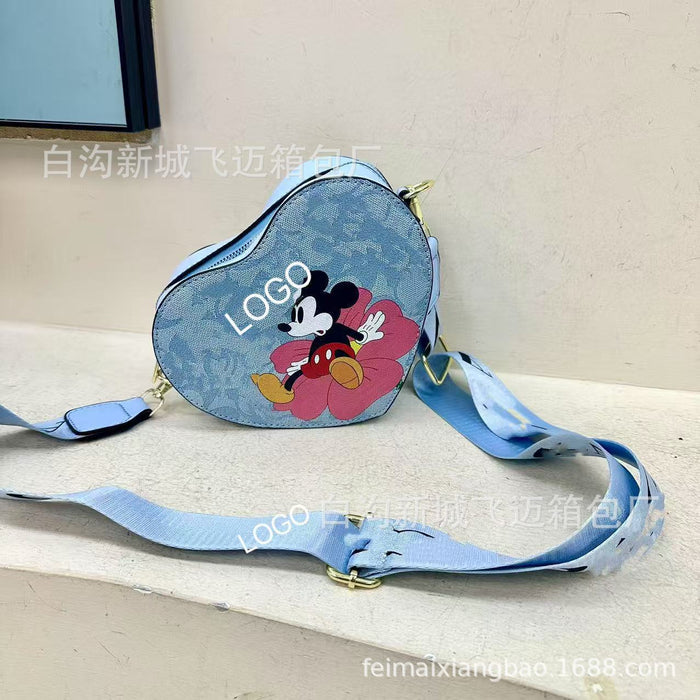 Wholesale Cute heart-shaped cartoon pattern large-capacity commuter crossbody shoulder bag