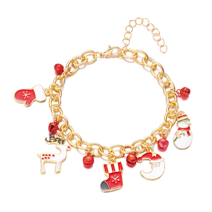 Wholesale Drip Oil Finish Alloy Christmas Bracelet with Santa and Elk Fashion Gift Accessory