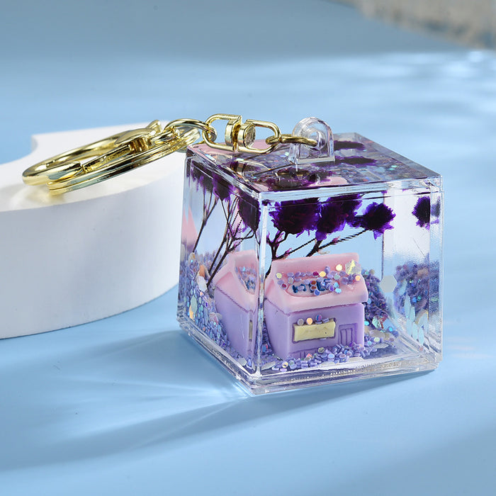 Wholesale Cute Liquid Glitter Bottle Keychain Charm