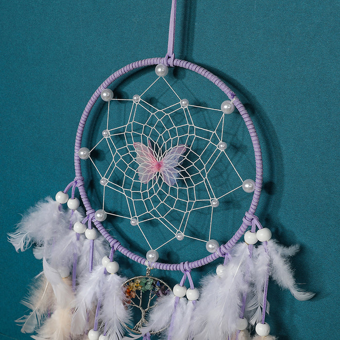 Wholesale Handmade Pearl Woven Four Color Butterfly Dream Catcher JDC-DC-ZH027