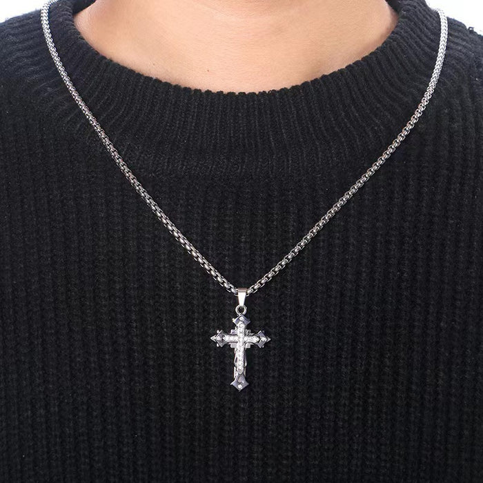 Wholesale Alloy Diamond Cross Men's Necklace JDC-NE-DanYuan007