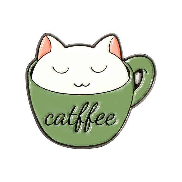 Wholesale Creative Cartoon Computer Coffee Cup Cute Cat Pattern Alloy Accessories Brooch JDC-BC-BL004