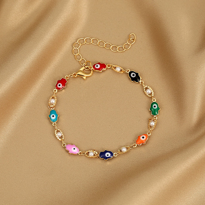 Wholesale Bracelet Mixed Color Devil' s Eye Peach Heart Bracelet Handmade