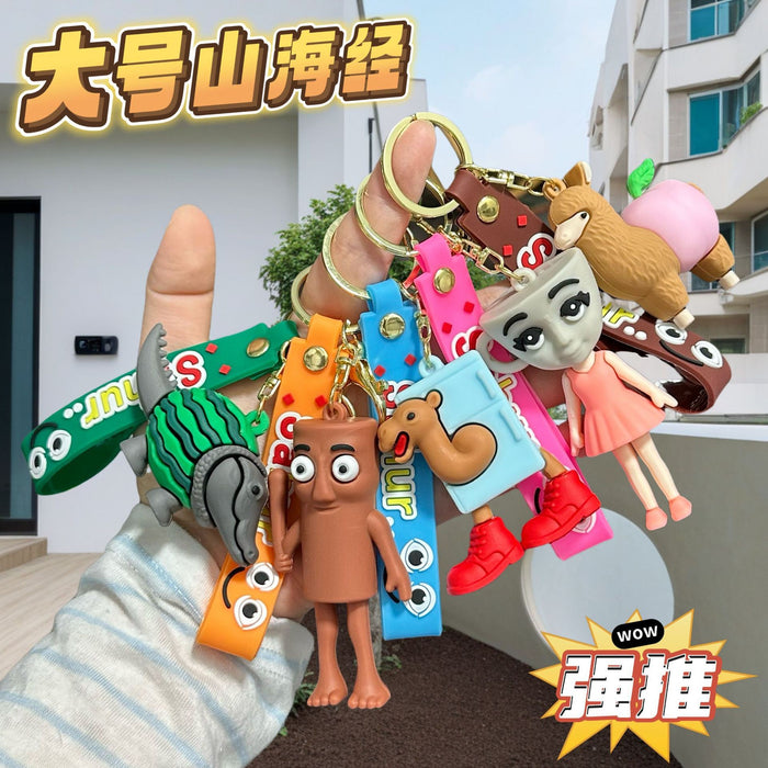 Wholesale Keychain Pendant Abstract Funny Wooden Stick People' s PVC Pendant