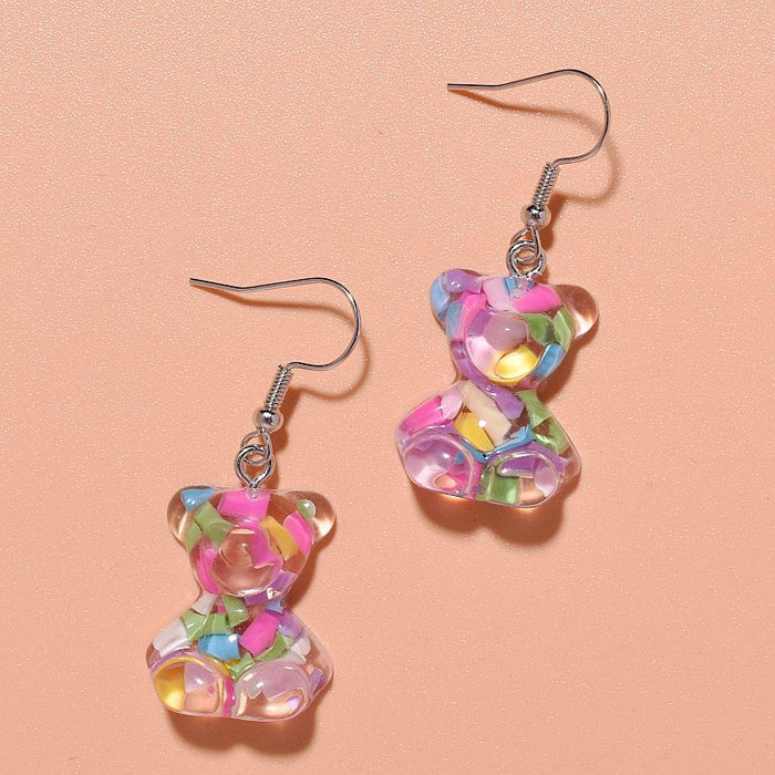 Wholesale Colorful Candy Acrylic Bear Earrings JDC-ES-Xunt004