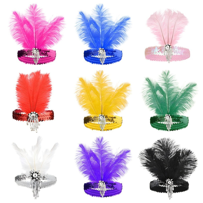 Wholesale Purple Feather Headband 1920S Gatsby Style Hair Accessory For Masquerade Party
