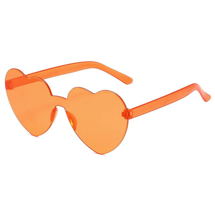 Wholesale Love sunglasses party one-piece frameless sunglasses transparent peach heart glasses