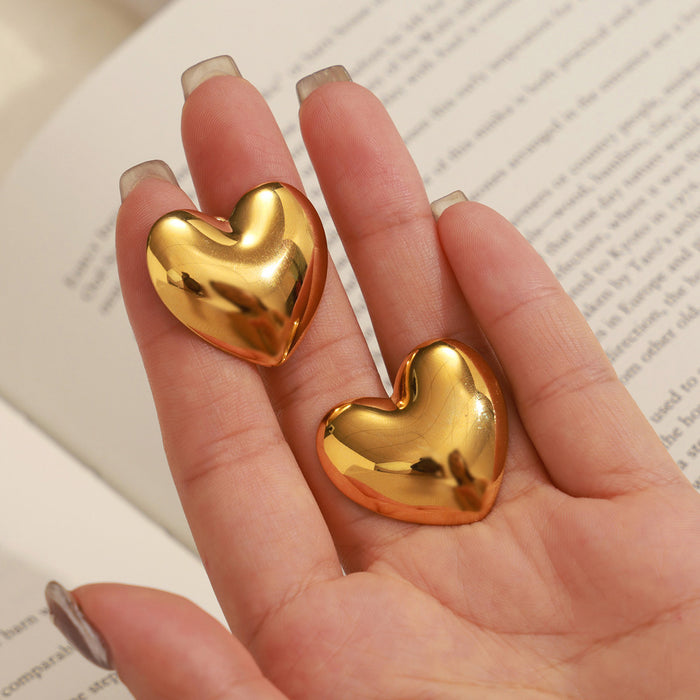 Wholesale Heart Shape Titanium Steel Gold Plated Earrings JDC-ES-MiLi003