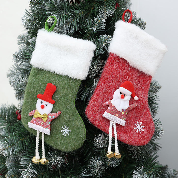 Wholesale Christmas socks Christmas candy socks cartoon with legs fireplace pendant Christmas decoration party layout ornaments