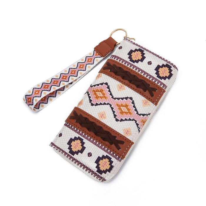 Wholesale Aztec Cotton Linen Printed Bohemian Wallet JDC-WT-MingG001