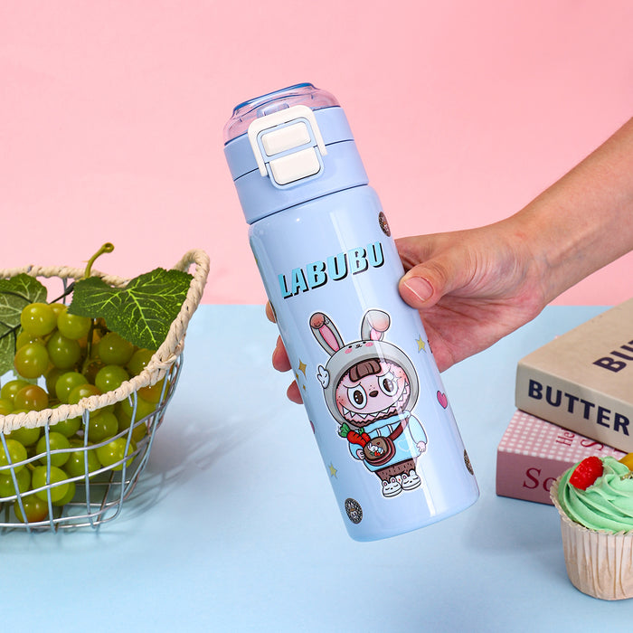 Wholesale Cartoon Double Drinking Cup Stainless Steel Thermos Cup Children' s Water Cup Bounce Lid Straw Cup