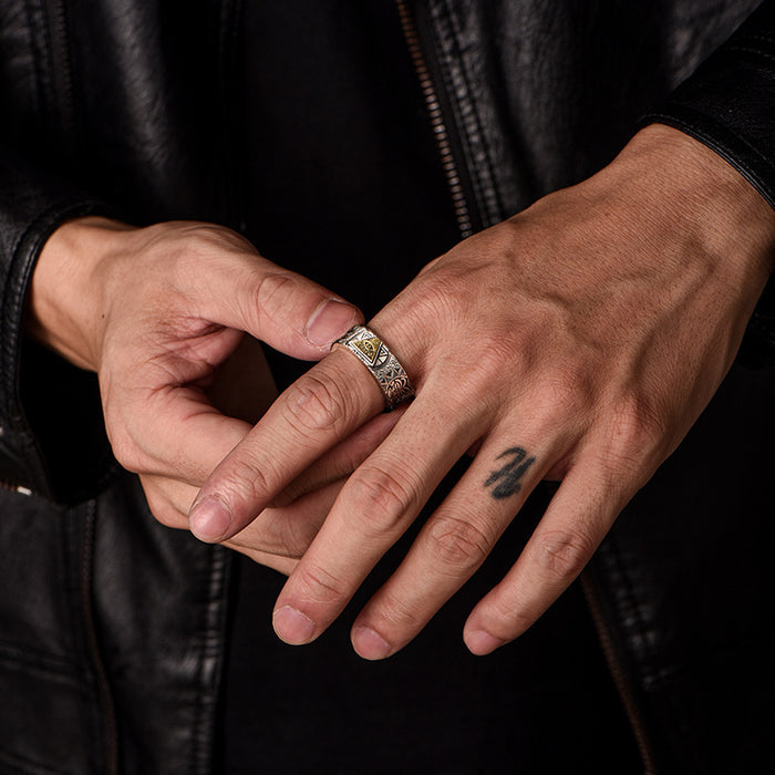 Wholesale Silver Eye of God Ring Men' s Original Niche Retro High-grade All-match Open Ring