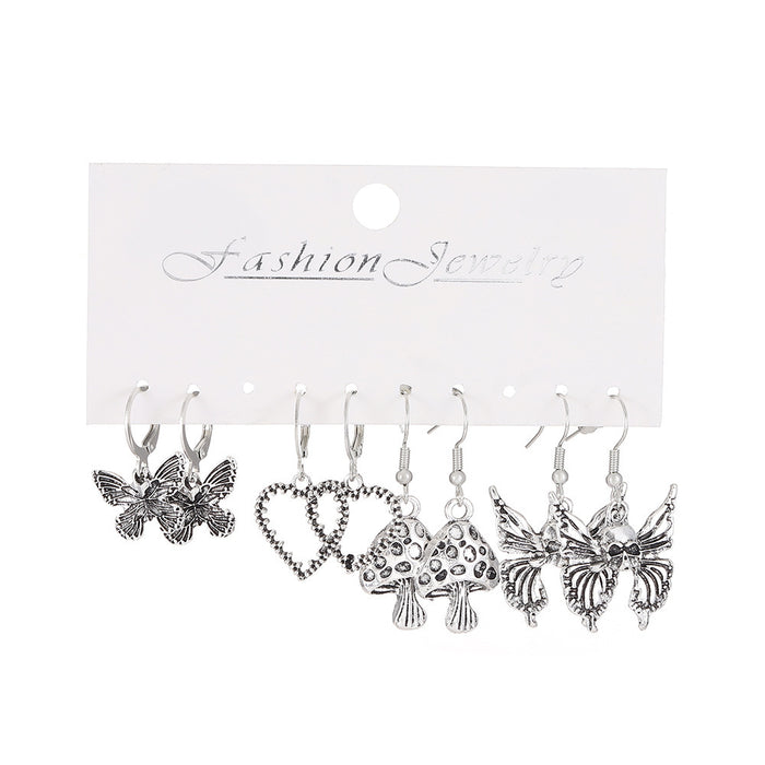 Wholesale  Exaggerated Earrings European and American Silver Pumpkin Skull Claw  Earrings 5-Piece Set Earrings