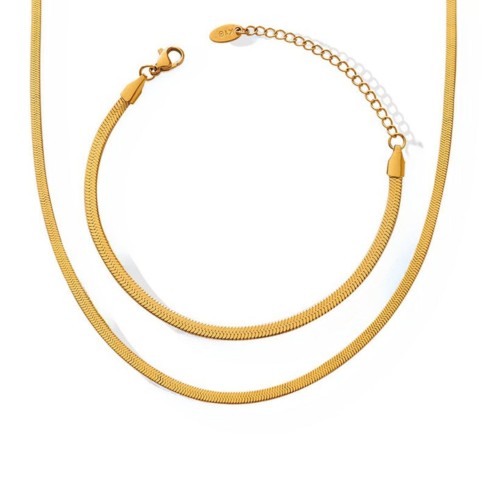 Wholesale Personalized and versatile titanium steel niche design necklace bracelet jewelry set